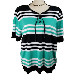 Chaps Women's Top Size 3X Green White Black